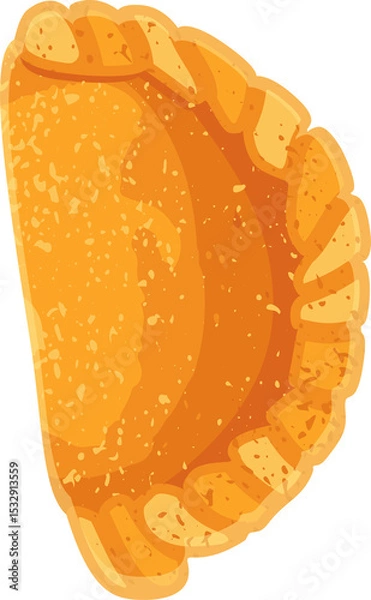 Obraz Flat design pastry turnover is floating on transparent background, showing crimped speckled crust