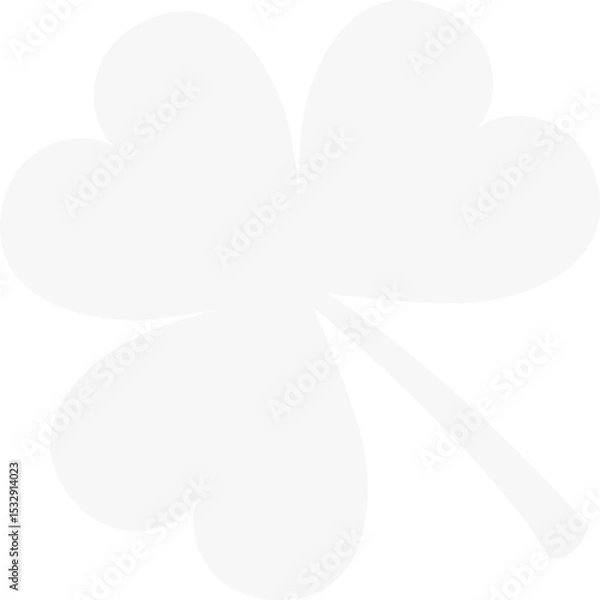 Obraz White stylized four-leaf clover icon is floating on transparent background with heart-shaped leaves