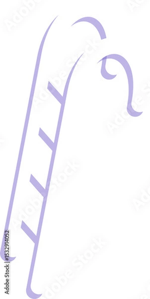 Obraz Vector two-rail ladder is floating on clear backdrop with purple tint, curved hooks, five rungs