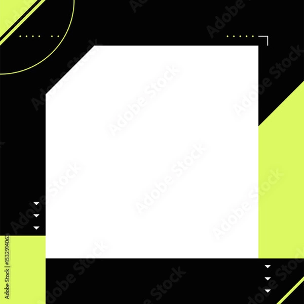 Obraz Flat design is featuring muted teal polygon panel with lime green shapes on transparent background
