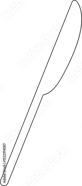 Fototapeta Butter knife outline is lying diagonally in flat design, with transparent background