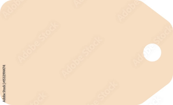 Fototapeta Blank beige price tag shape is floating with circular hole in flat design on transparent background