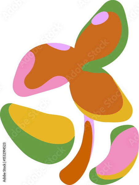 Obraz Organic shapes are floating in transparent flat design with orange pink green yellow hues