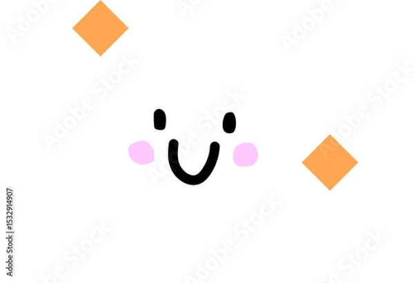 Obraz Flat design cloud is smiling with blush and orange diamonds on transparent background