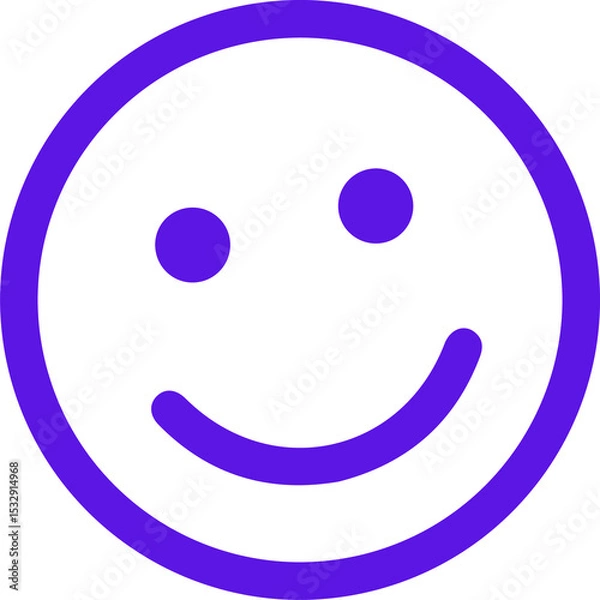 Obraz Flat design purple smiley face icon floating on transparent canvas, showing circular line art