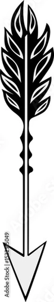 Obraz Stylized arrow is taking form as plant stem with leaf shapes on transparent background, flat design