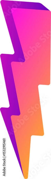 Obraz Featuring stylized lightning bolt with purple-pink-orange gradient on transparent backdrop