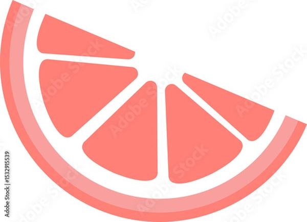 Obraz Half slice citrus is drifting in flat vector showing coral pink segments on transparent backdrop