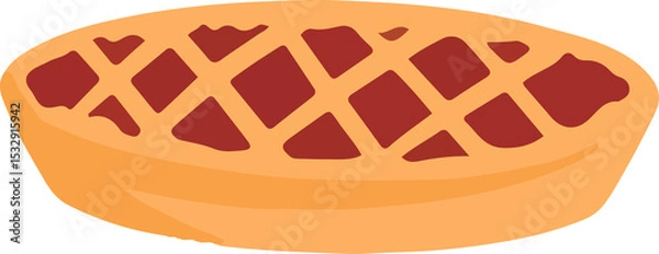 Obraz Flat-design lattice fruit pie is featuring golden crust with red filling on transparent background