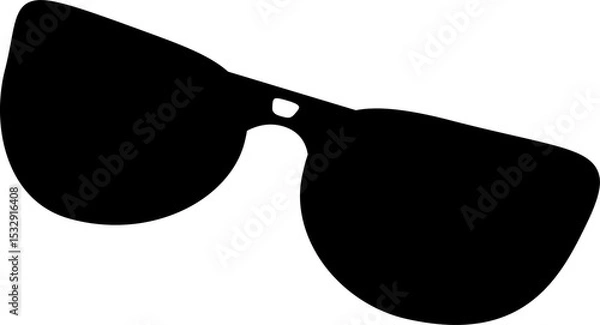 Obraz Flat design showing black sunglasses with curved lenses, central bridge in transparent background