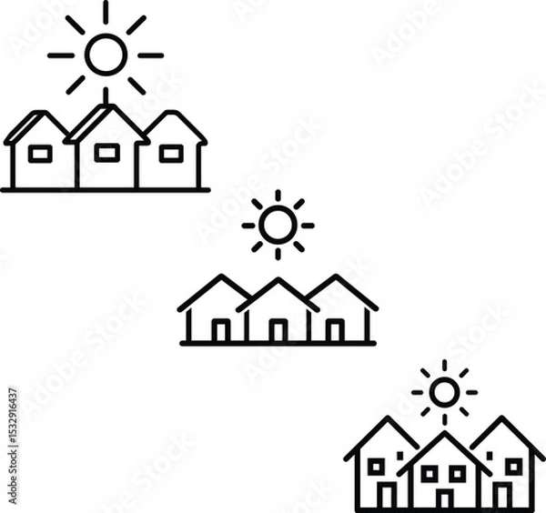 Fototapeta High quality photo of set of sun housing icon vector.