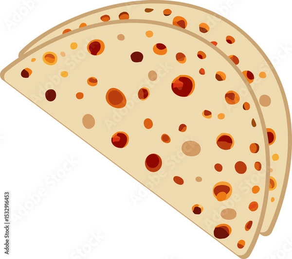 Obraz Folded tortillas are being shown in flat design with char spots, transparent background