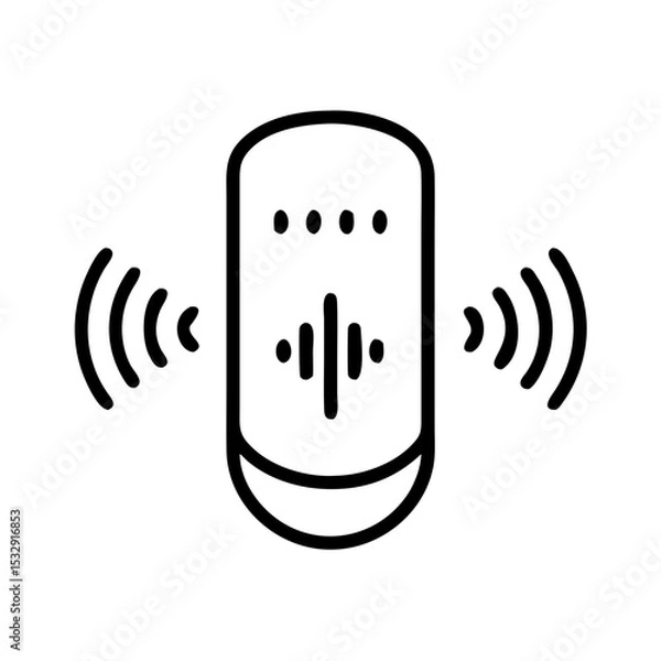 Fototapeta A voice assistant speaker with mic and soundwave