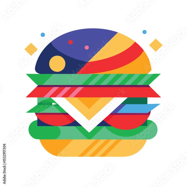Fototapeta Abstract Colorful Geometric Cheese Burger Illustration