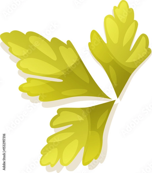 Fototapeta Three-lobed leaf cluster is floating in flat design, with gradient highlights on transparent canvas