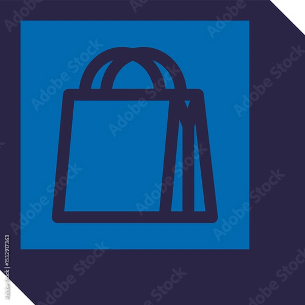 Obraz Shopping bag is appearing in flat vector with fold line and bold handles on transparent background