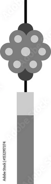 Fototapeta Flat handheld showerhead is featuring flower spray nozzles and black hose on transparent background