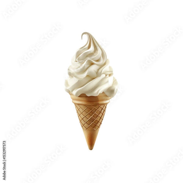 Fototapeta Creamy Vanilla Soft Serve Ice Cream Cone on Black Background