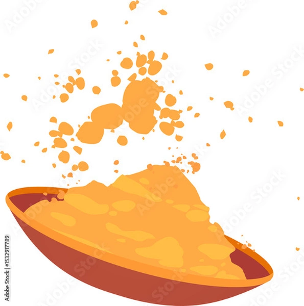 Obraz Flat design bowl of triangular chips is showing cheese droplets splashing on transparent background