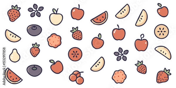 Fototapeta seamless fruit pattern with colorful flat cartoon