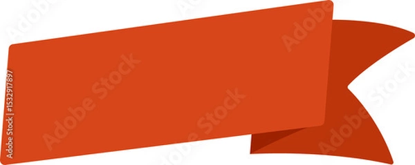 Obraz Flat red ribbon banner featuring center with folded tail on transparent background, copy space