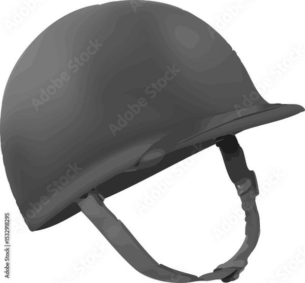 Obraz Displaying combat helmet in flat style, shell, straps and buckle on clear background, copy space