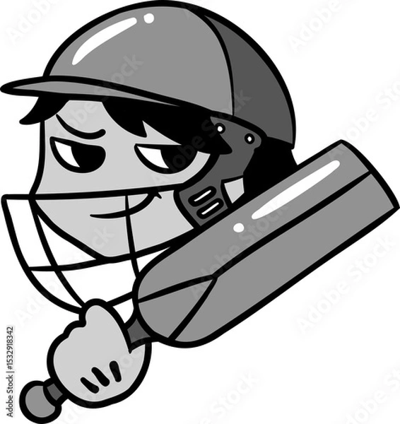 Obraz flat design cricket batter is holding bat with helmet, gloves on transparent background