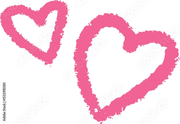 Obraz Two heart shapes are being shown in flat graphic with rough chalk outlines on transparent backdrop