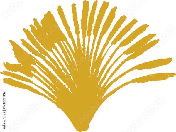 Fototapeta Glowing abstract golden-yellow fan radiating strokes using flat design on transparent background