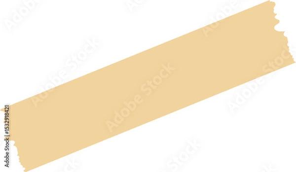 Fototapeta Single diagonal amber tape strip in flat design floating on clear background showing torn edges