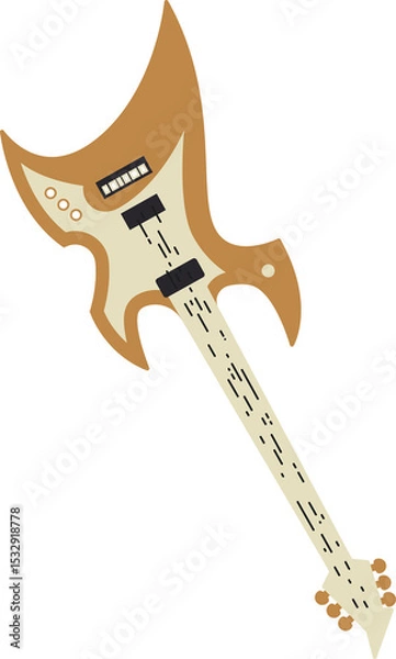 Fototapeta Flat vector guitar is being shown with axe shape, pickups, knobs on transparent background
