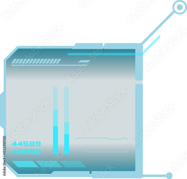 Fototapeta Floating HUD on transparent background showing segmented bar graphs, numeric text, connector nodes