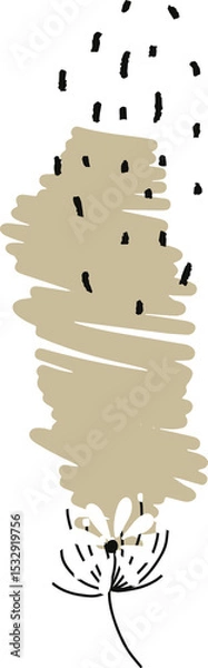 Fototapeta Doodle is combining beige scribble with black dots and daisy on transparent background, flat design