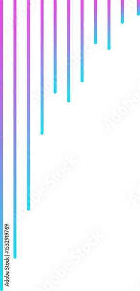 Fototapeta Abstract gradient bars are dripping in flat design on transparent background, resembling neon tubes