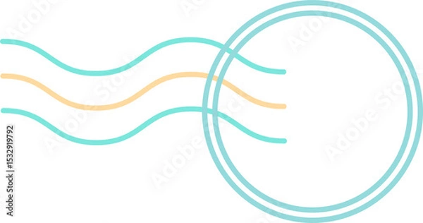 Fototapeta Abstract orange-turquoise lines are flowing into turquoise rings flat design transparent background