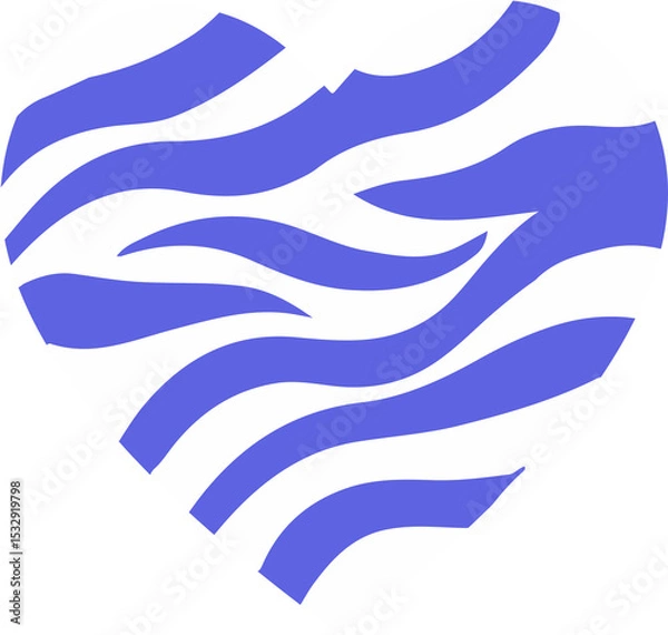 Obraz Graphic heart is floating on transparent background, featuring flat design zebra-like wavy stripes