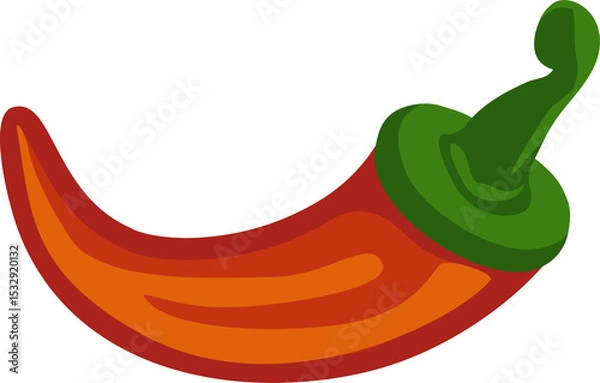 Obraz Stylized vector chili pepper is featuring orange stripes and green stem on transparent background