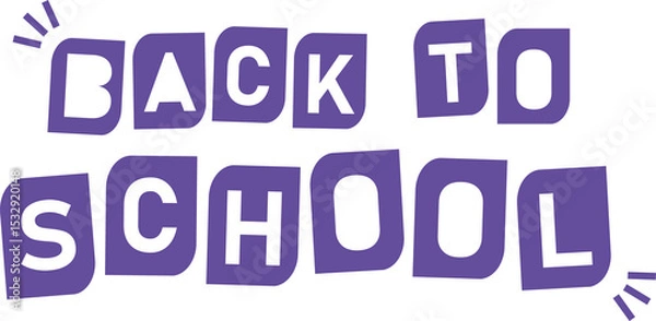 Fototapeta BACK TO SCHOOL flat design blocks floating on transparent bg showing purple letters with accents