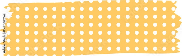 Obraz Flat design pastel yellow tape is showing white polka dots and torn edges, transparent background
