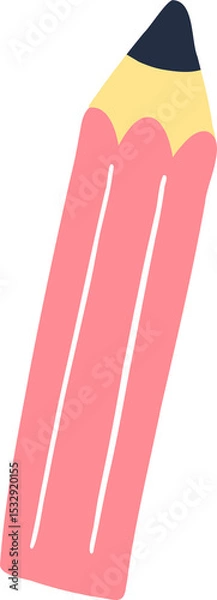 Fototapeta Flat design pencil tilting on transparent background, showing pink barrel, yellow wood, dark tip