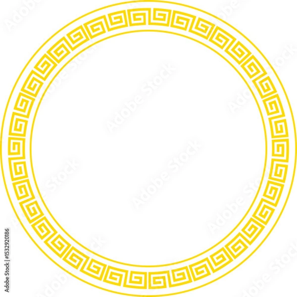 Fototapeta Ornate golden ring featuring Greek key motif is showcasing flat design with transparent background