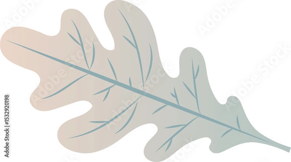 Obraz Stylized oak leaf flat design is blending blush into mint gradient on transparent field, copy space