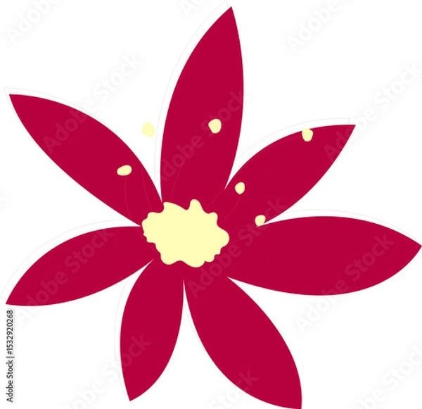 Obraz Stylized flat flower is being shown on transparent background with red petals and yellow center