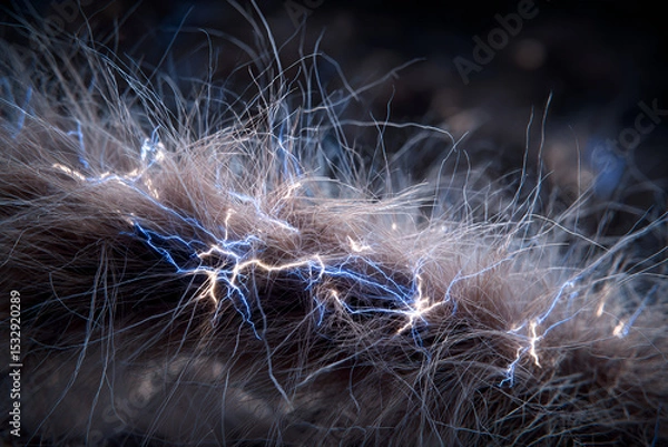 Obraz Static charged synthetic fur showing electrifying macro details