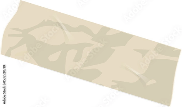 Fototapeta Flat design art is showing crumpled beige paper with creased texture, transparent background