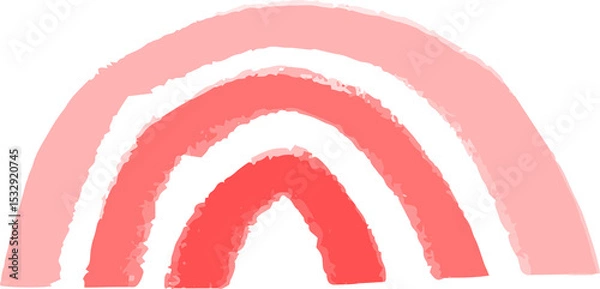 Fototapeta Abstract watercolor graphic is showing three arcs in red coral pastel pink on transparent backdrop