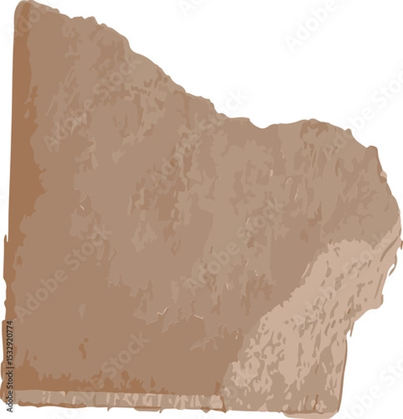 Fototapeta Brown fragment is showing jagged edges in flat design with speckled surface, transparent background