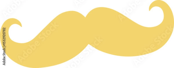 Fototapeta Yellow moustache shape is being shown in flat design with curled ends, transparent background