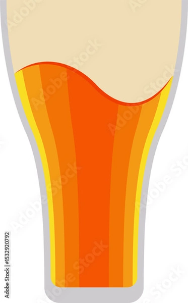 Fototapeta Illustration is showing pint glass with amber beer and frothy head in transparent flat design