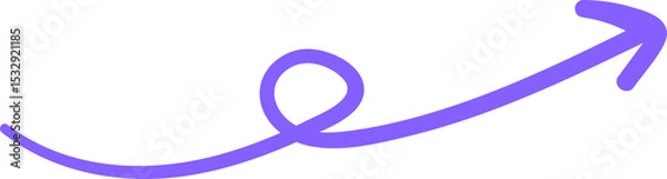 Fototapeta Stylized purple-blue curved arrow graphic is looping on transparent background, highlighting curve